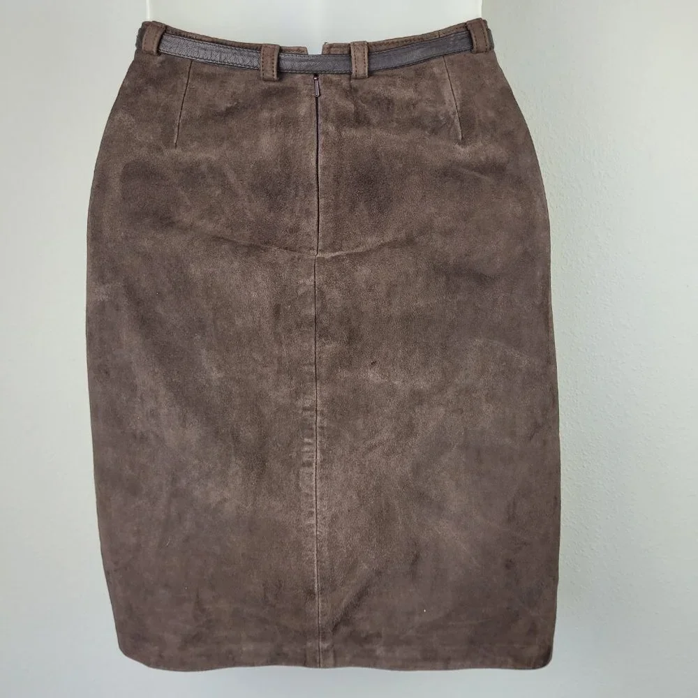 INC International Concept Woman’s brown genuine suede leather skirt size 6 - Picture 11 of 13